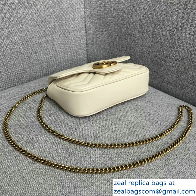Gucci GG Marmont Matelasse Chevron Super Mini Chain Shoulder Bag 476433 White - Click Image to Close