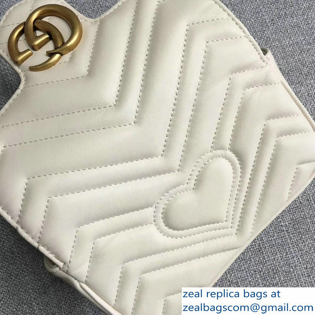 Gucci GG Marmont Matelasse Chevron Super Mini Chain Shoulder Bag 476433 White