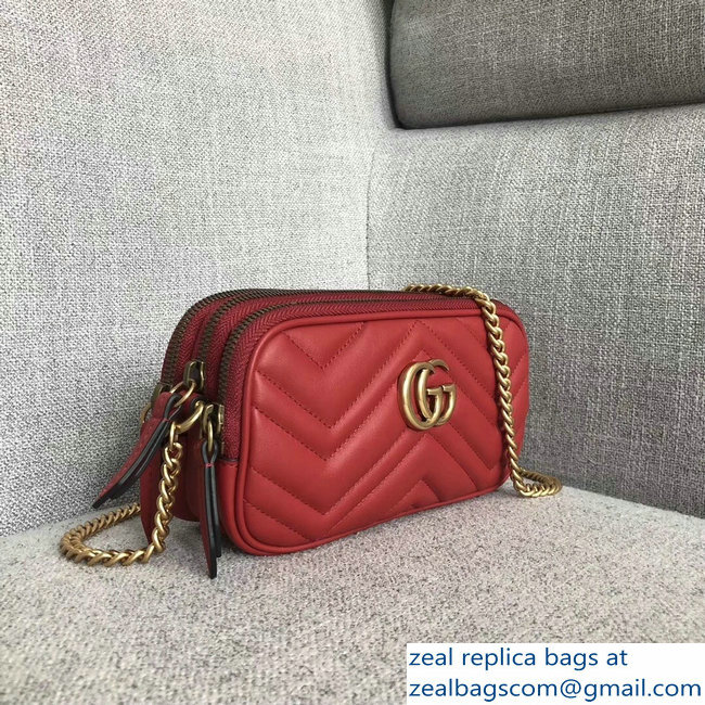 Gucci GG Marmont Mini Chain Bag 546581 Red 2018