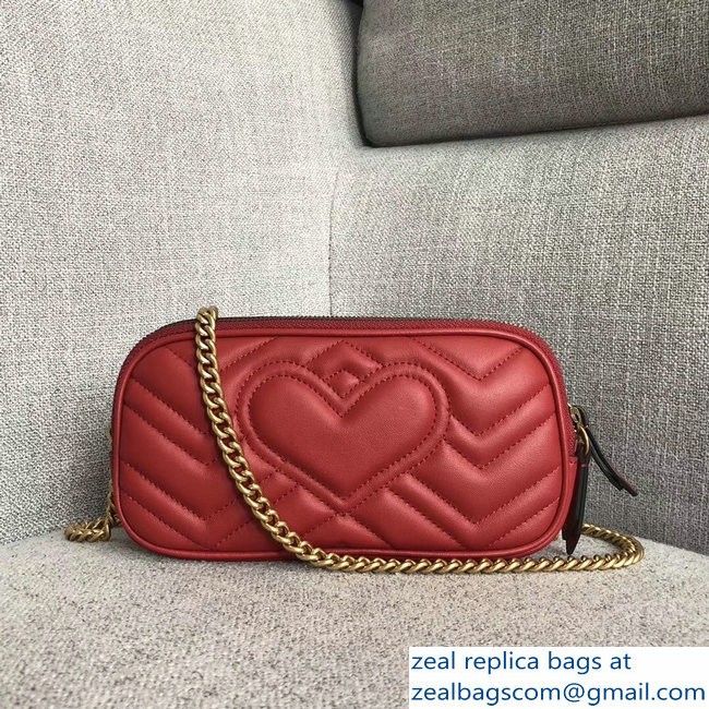 Gucci GG Marmont Mini Chain Bag 546581 Red 2018