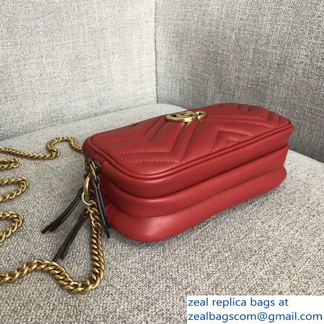 Gucci GG Marmont Mini Chain Bag 546581 Red 2018