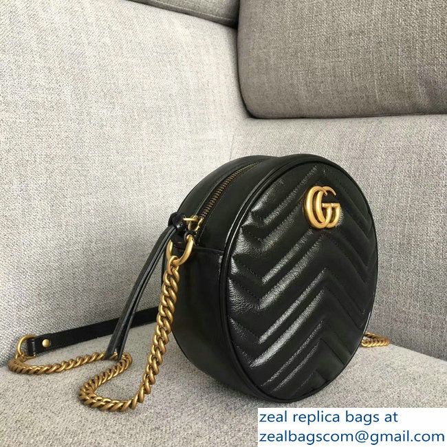 Gucci GG Marmont Mini Round Shoulder Bag 550154 Black 2018