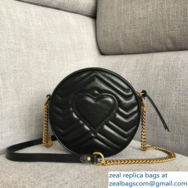Gucci GG Marmont Mini Round Shoulder Bag 550154 Black 2018