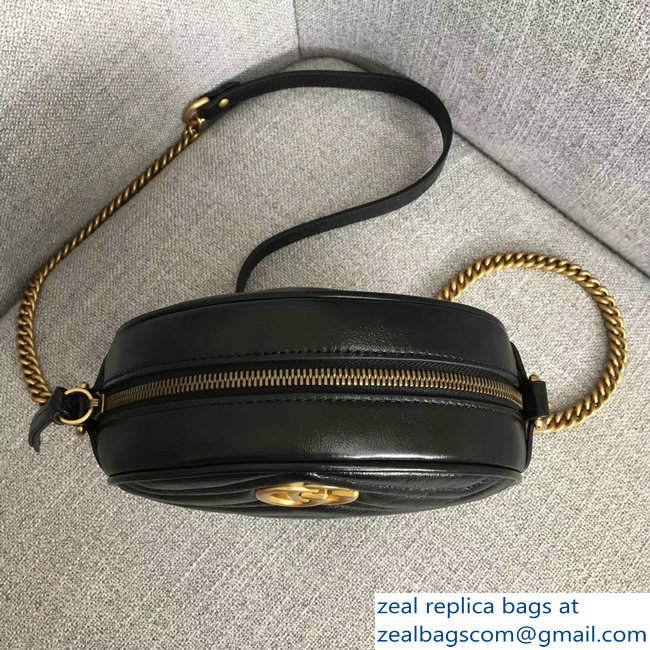 Gucci GG Marmont Mini Round Shoulder Bag 550154 Black 2018