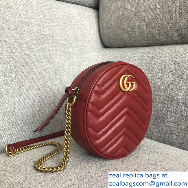 Gucci GG Marmont Mini Round Shoulder Bag 550154 Red 2018