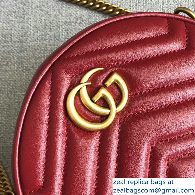 Gucci GG Marmont Mini Round Shoulder Bag 550154 Red 2018