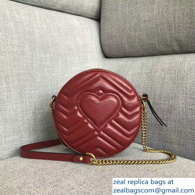 Gucci GG Marmont Mini Round Shoulder Bag 550154 Red 2018