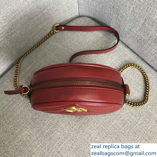 Gucci GG Marmont Mini Round Shoulder Bag 550154 Red 2018