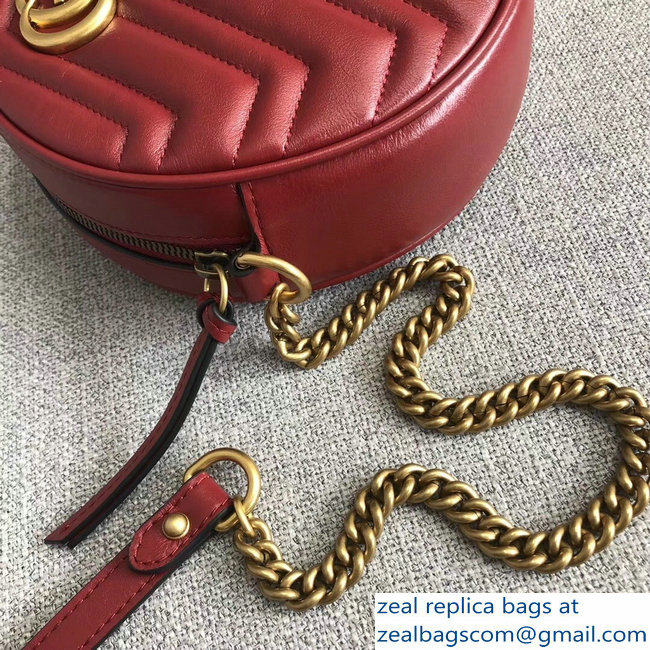 Gucci GG Marmont Mini Round Shoulder Bag 550154 Red 2018