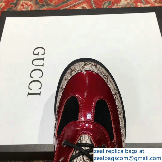 Gucci Heel 5.5cm Leather Ankle Boots Burgundy With Sylvie Web 2018