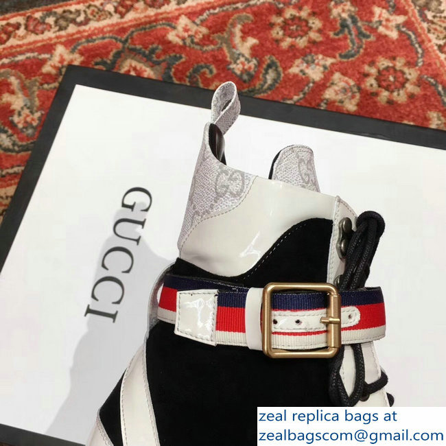 Gucci Heel 5.5cm Leather Ankle Boots White With Sylvie Web 2018
