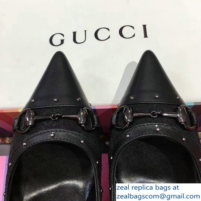 Gucci Heel 6.5cm Horsebit Pumps GG Black 2018