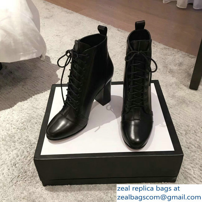 Gucci Heel 9cm Lace-up Ankle Boots Black 2018