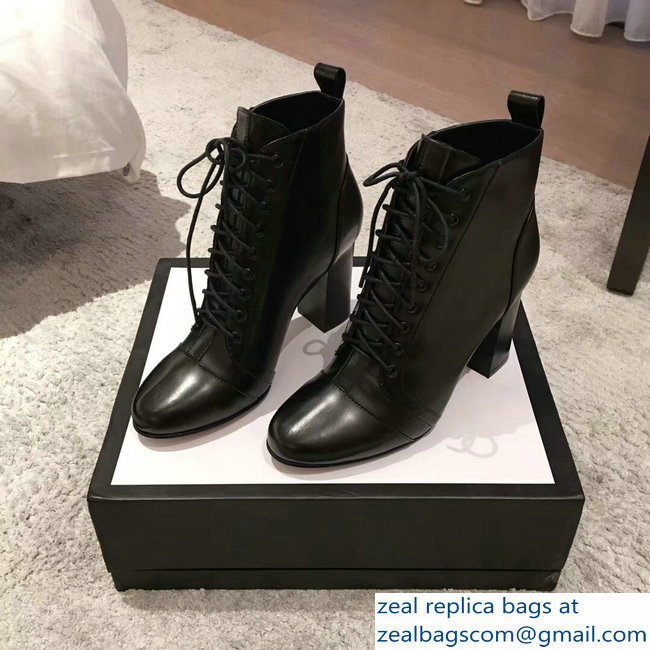 Gucci Heel 9cm Lace-up Ankle Boots Black 2018 - Click Image to Close