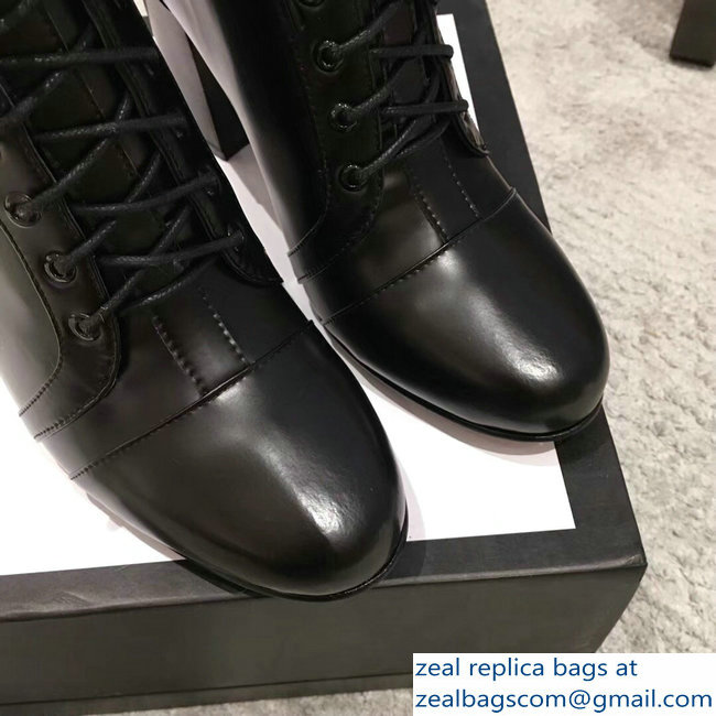 Gucci Heel 9cm Lace-up Ankle Boots Black 2018