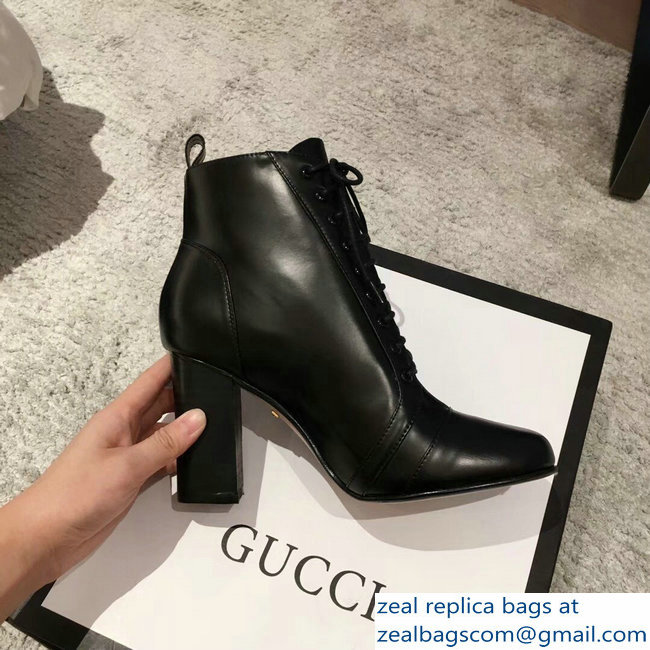 Gucci Heel 9cm Lace-up Ankle Boots Black 2018 - Click Image to Close