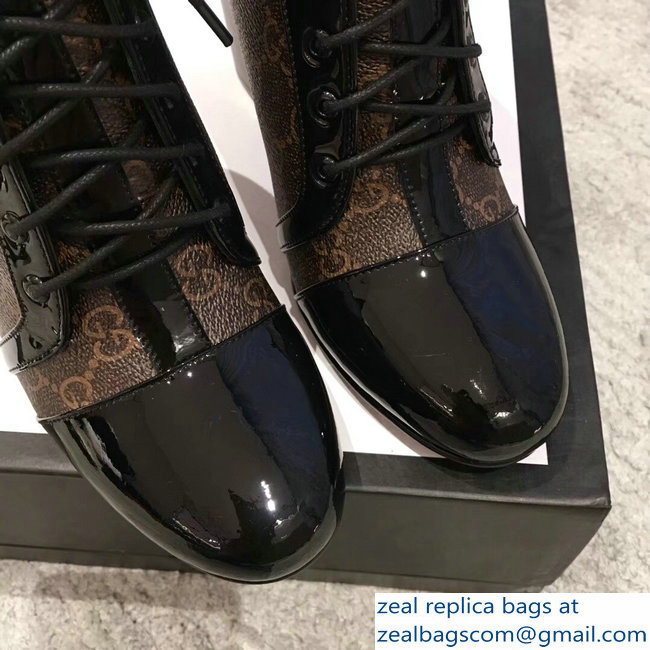 Gucci Heel 9cm Lace-up Ankle Boots GG Black 2018