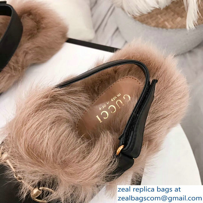 Gucci Horsebit Leather Slipper With Faux Fur 2018