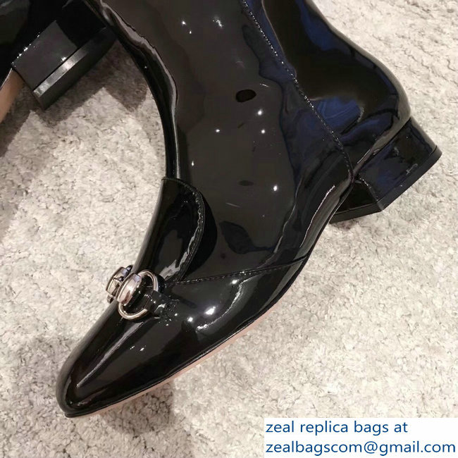 Gucci Horsebit Patent Leather High Boots Black 2018