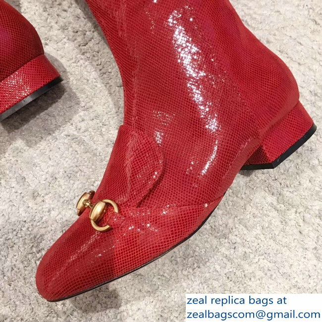 Gucci Horsebit Patent Leather High Boots Red 2018