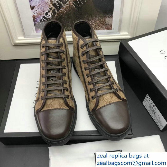 Gucci Men's High-Top Sneakers GG Beige 2018