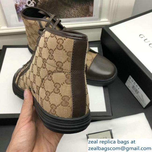 Gucci Men's High-Top Sneakers GG Beige 2018