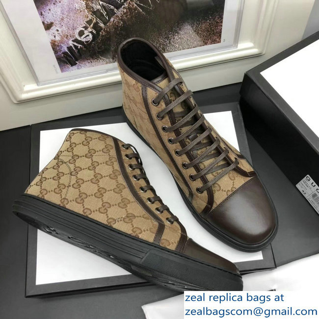 Gucci Men's High-Top Sneakers GG Beige 2018