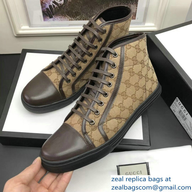Gucci Men's High-Top Sneakers GG Beige 2018