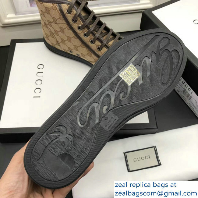 Gucci Men's High-Top Sneakers GG Beige 2018