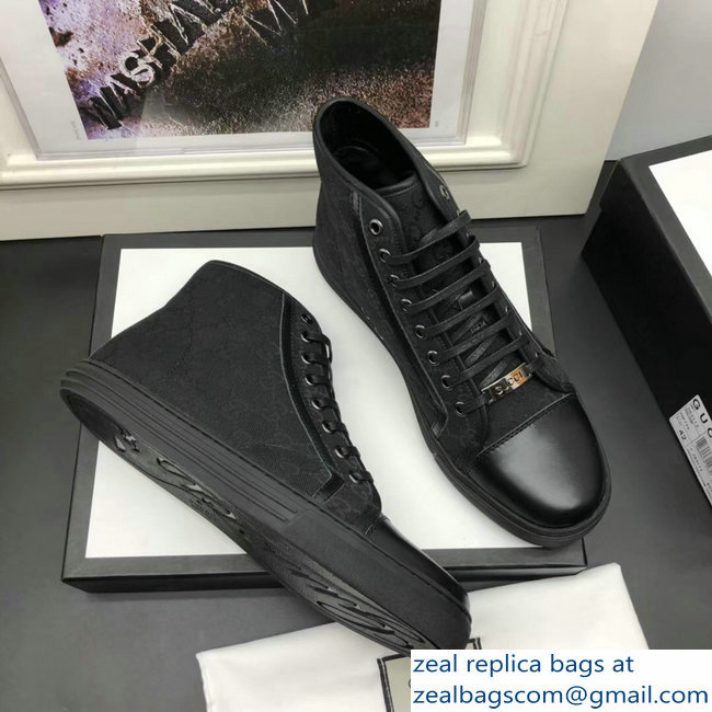 Gucci Men's High-Top Sneakers GG Black 2018