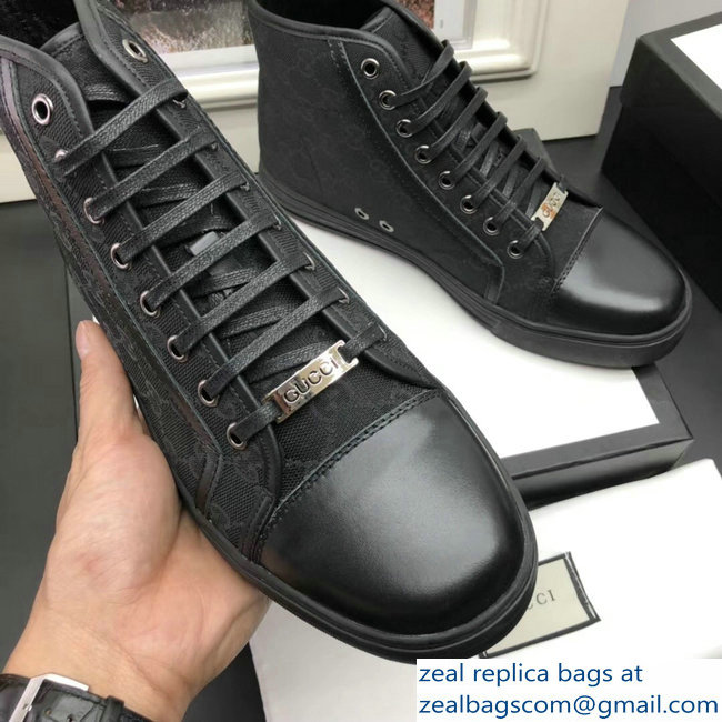 Gucci Men's High-Top Sneakers GG Black 2018