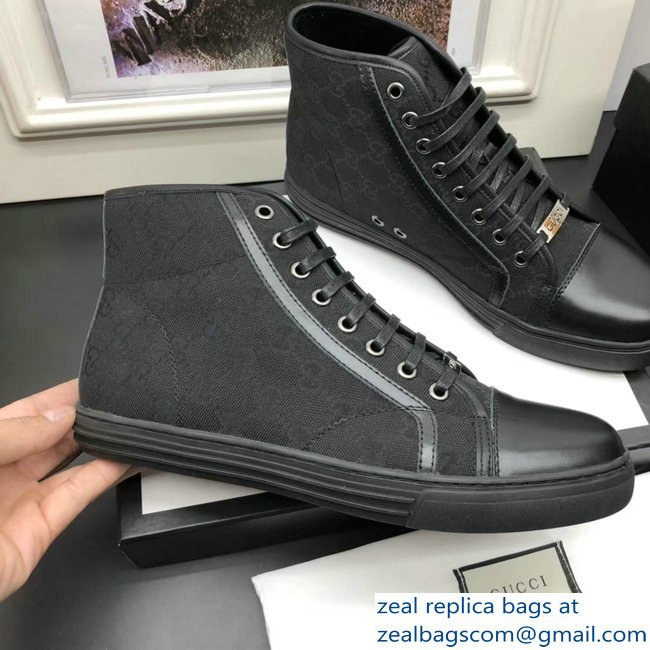 Gucci Men's High-Top Sneakers GG Black 2018