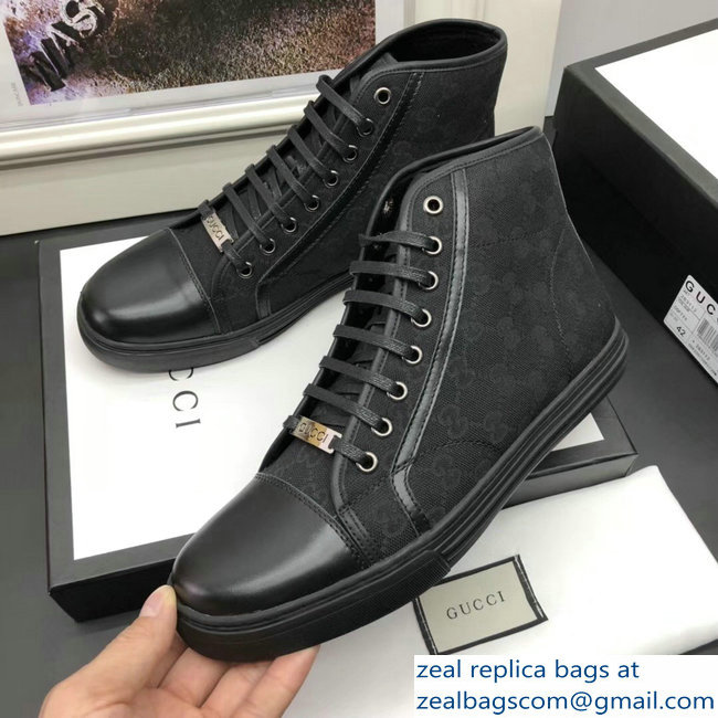 Gucci Men's High-Top Sneakers GG Black 2018