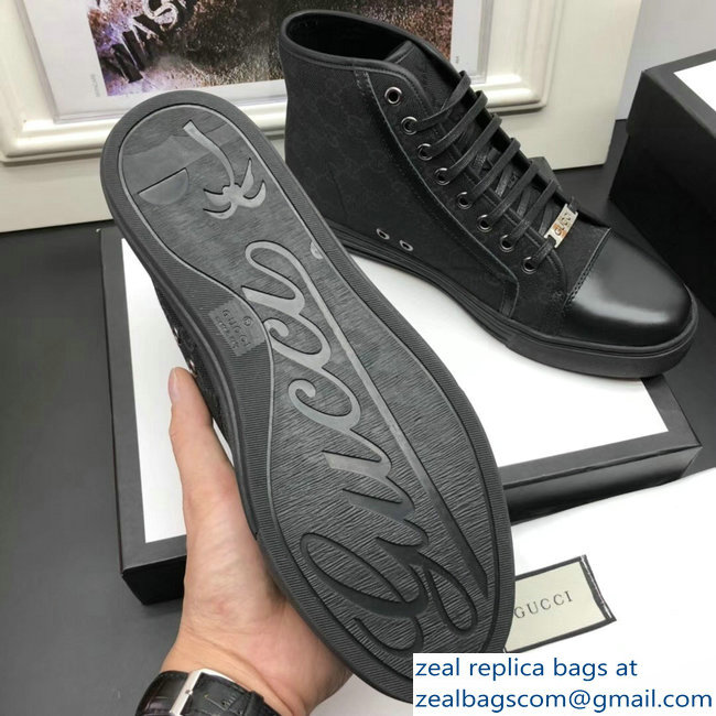 Gucci Men's High-Top Sneakers GG Black 2018