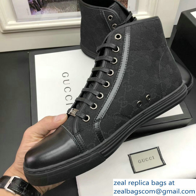 Gucci Men's High-Top Sneakers GG Black 2018