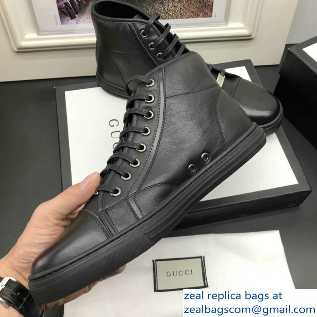 Gucci Men's High-Top Sneakers Leather Black 2018