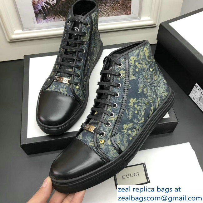 Gucci Men's High-Top Sneakers Print 01 Black 2018