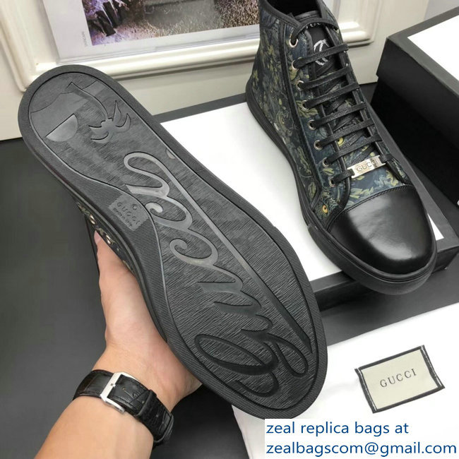 Gucci Men's High-Top Sneakers Print 01 Black 2018