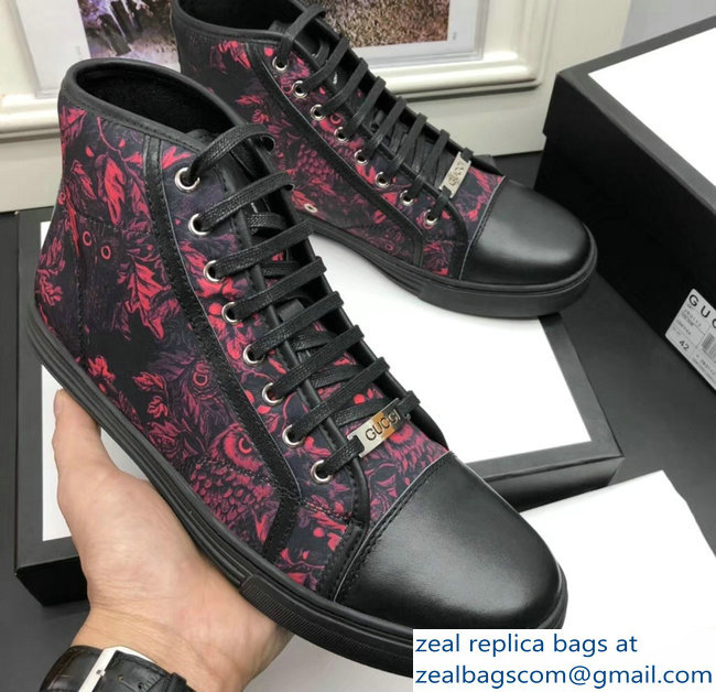Gucci Men's High-Top Sneakers Print 02 Black 2018