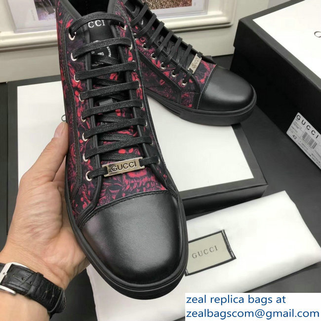 Gucci Men's High-Top Sneakers Print 02 Black 2018