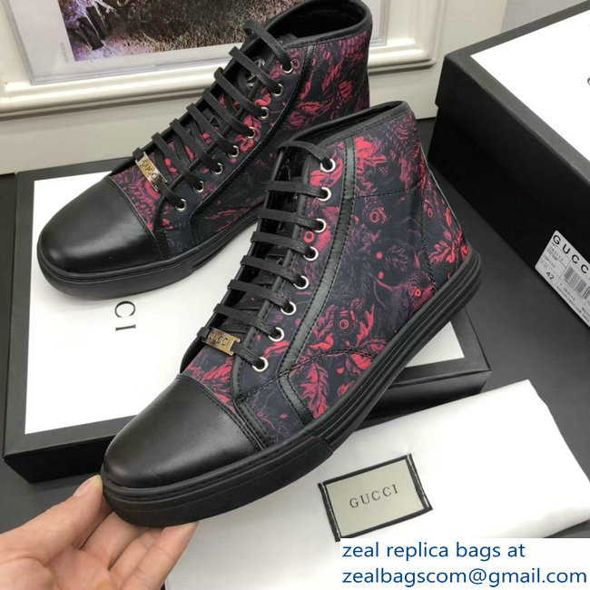 Gucci Men's High-Top Sneakers Print 02 Black 2018