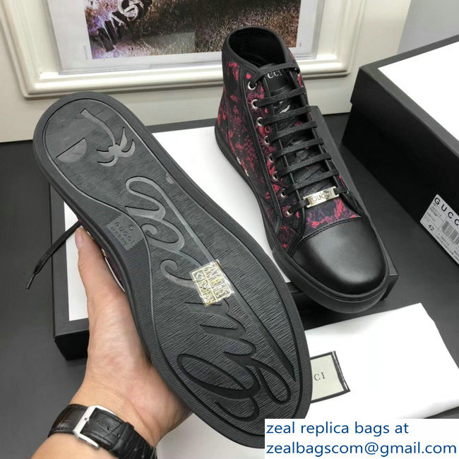 Gucci Men's High-Top Sneakers Print 02 Black 2018