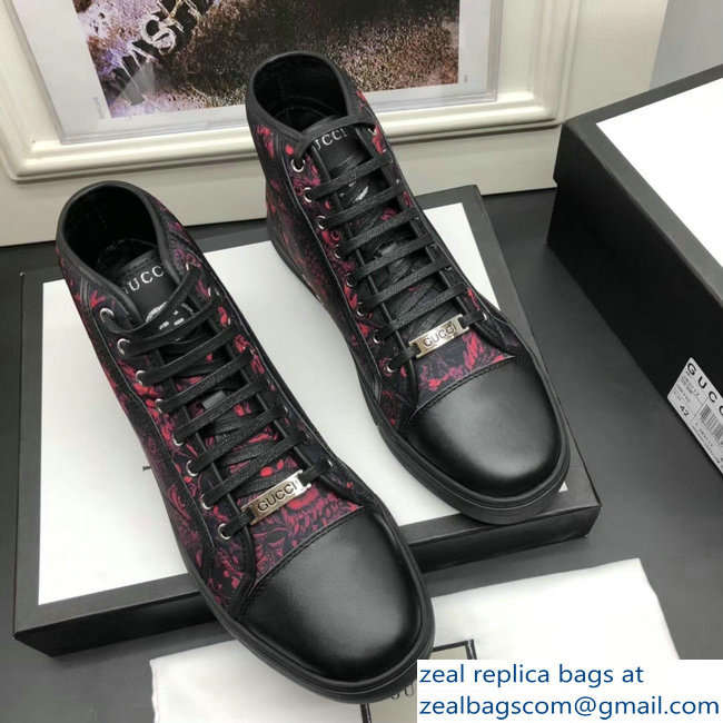 Gucci Men's High-Top Sneakers Print 02 Black 2018