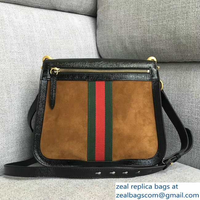 Gucci Ophidia Web Suede Saddle Bag 523658 Brown 2018 - Click Image to Close