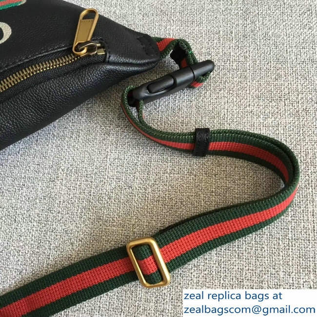 Gucci Print Leather Vintage Logo Small Belt Bag 527792 Black 2018 - Click Image to Close