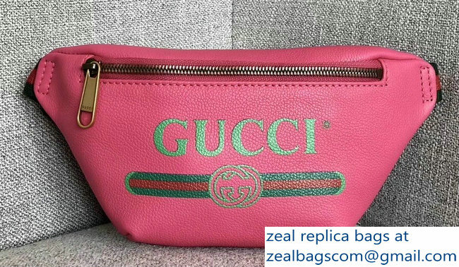 Gucci Print Leather Vintage Logo Small Belt Bag 527792 Fuchsia 2018 - Click Image to Close