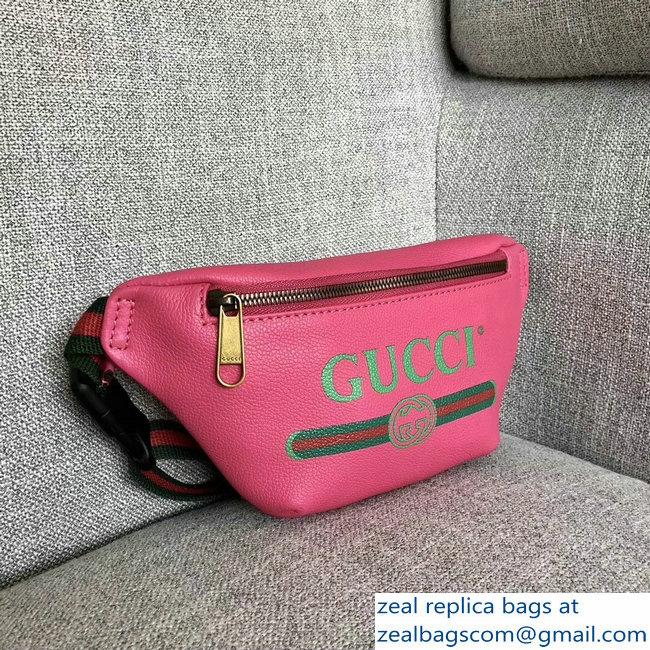 Gucci Print Leather Vintage Logo Small Belt Bag 527792 Fuchsia 2018 - Click Image to Close