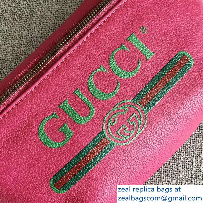 Gucci Print Leather Vintage Logo Small Belt Bag 527792 Fuchsia 2018 - Click Image to Close