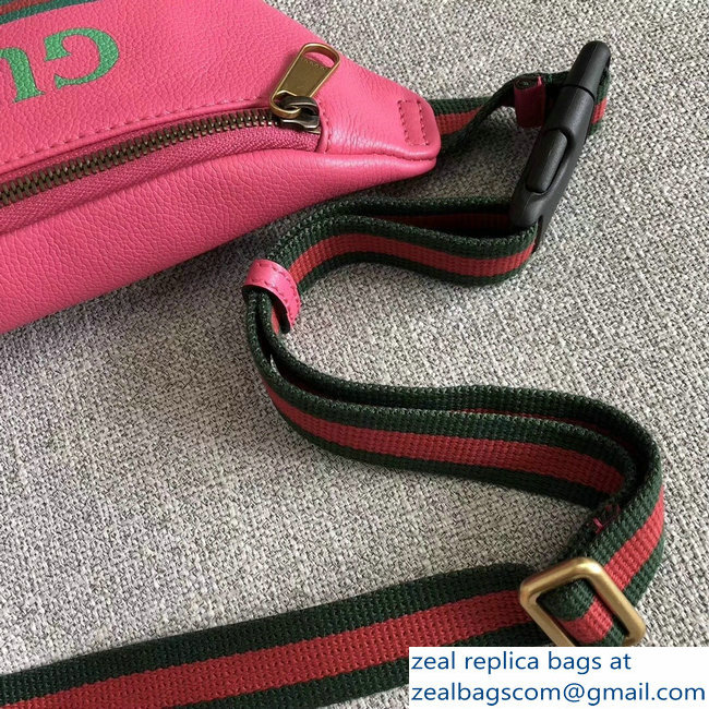 Gucci Print Leather Vintage Logo Small Belt Bag 527792 Fuchsia 2018 - Click Image to Close