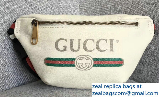 Gucci Print Leather Vintage Logo Small Belt Bag 527792 White 2018